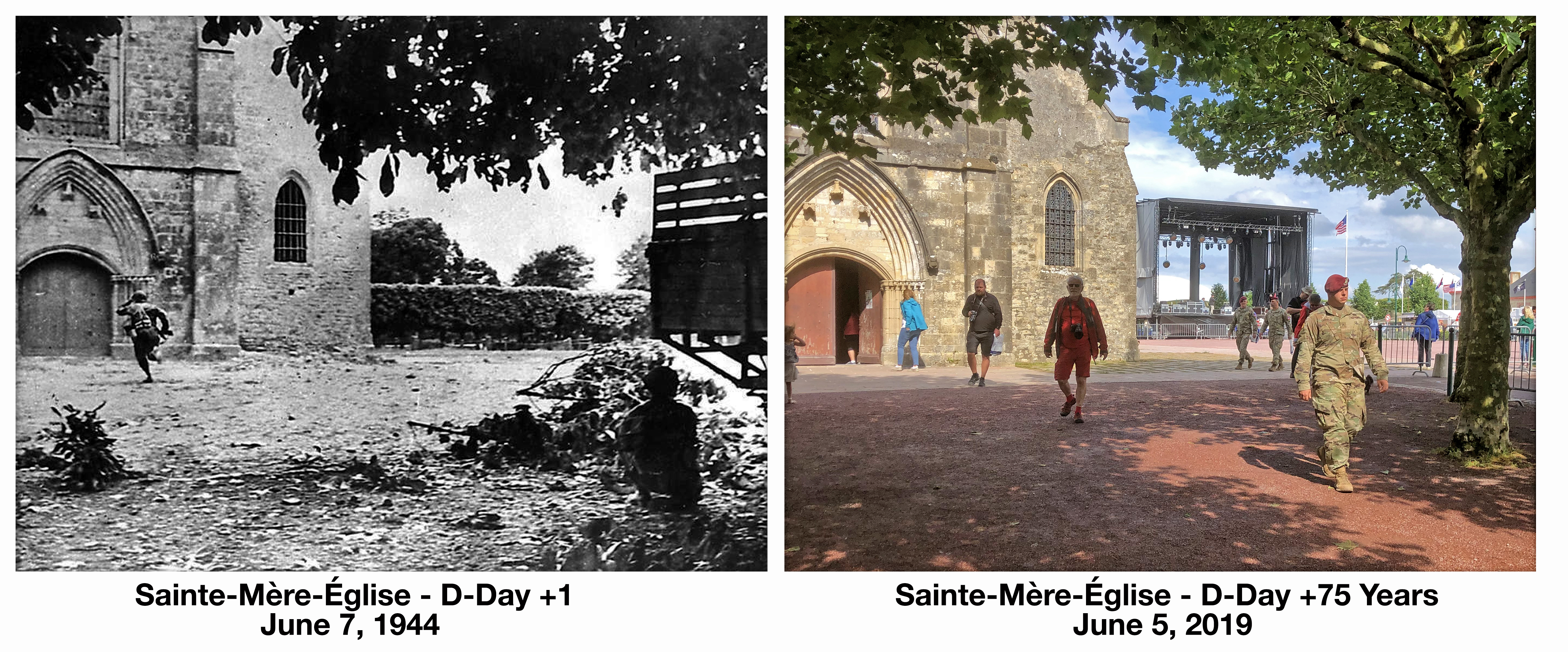 Sainte-Mère-Église June 7, 1944 D-Day Normandy France World War 2 Before and after then and now History